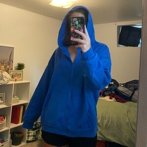 Blue zip up hoodie size L